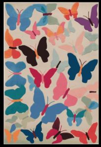 Colorful Butterfly Motif Hand Tufted Area Rug