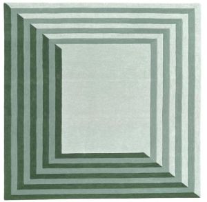 Concentric Square Geometric Green Shade Hand Tufted Area Rug