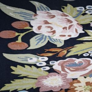 Dark Floral Botanical Pattern Hand Tufted Area Rug