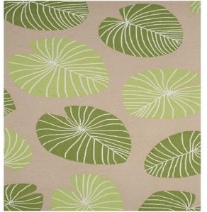 Green Lily Pad Leaf Pattern Hand Tufted Area Rug