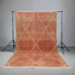 Pinkish Brown Geometric Cross Hand Knotted Moroccan Rug