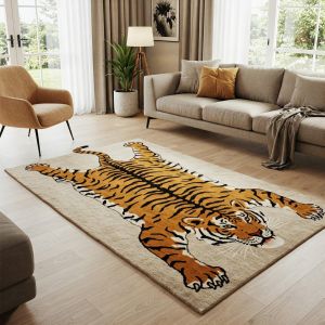 Realistic Tiger Animal Print Hand Tufted Area Rug