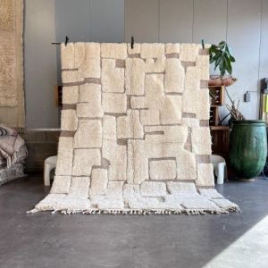 Textured Geometric Block Hand Knotted Moroccan Rug