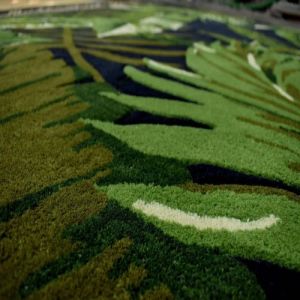 Tropical Green Leaf Design Pattern Hand Tufted Area Rug