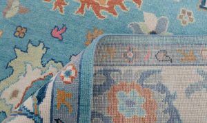 Abstract Floral Light Blue Hand Knotted Rug