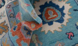 Abstract Floral Light Blue Hand Knotted Rug