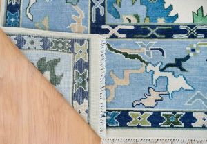Abstract Floral Light Blue & White Hand Knotted Rug