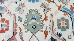 Abstract Floral Ivory & Multi Hand Knotted Rug