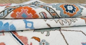 Abstract Floral Ivory & Multi Hand Knotted Rug