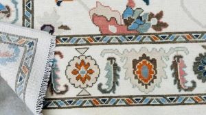 Abstract Floral Ivory & Multi Hand Knotted Rug