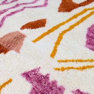 Abstract Geometric Line Art Hand Knotted Moroccan Rug