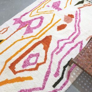 Abstract Geometric Line Art Hand Knotted Moroccan Rug