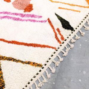 Abstract Geometric Line Art Hand Knotted Moroccan Rug