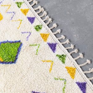 Abstract Geometric Multi Color Hand Knotted Moroccan Rug