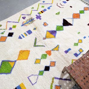 Abstract Geometric Multi Color Hand Knotted Moroccan Rug