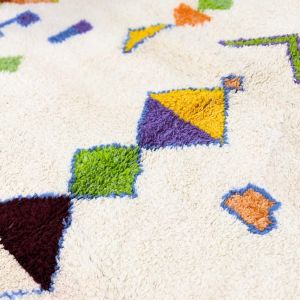 Abstract Geometric Multi Color Hand Knotted Moroccan Rug