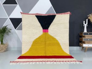 Abstract Color Field Hand Knotted Moroccan Rug