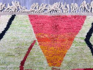 Abstract Geometric Diamond Multi Color Hand Knotted Moroccan Rug