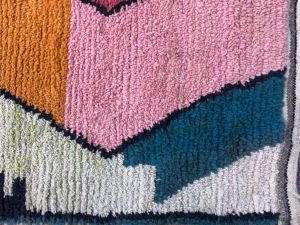 Abstract Geometric Diamond Multi Color Hand Knotted Moroccan Rug