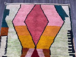 Abstract Geometric Diamond Multi Color Hand Knotted Moroccan Rug