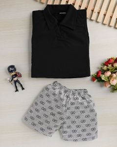 Boy Cotton Collor T Shirt Short Set