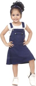 Girl Kids Blue Cotton Blend Frock