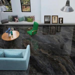 Fantasy Black High Gloss Finish Ceramic Floor Tiles
