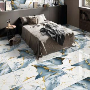 Morgan Aqua Gold Glossy Finish Ceramic Floor Tiles