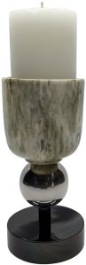 Modern Grey Swirl Resin Metal Sphere Candle Holder