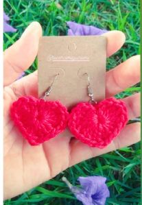 Crochet Heart Earrings