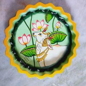 Wooden Round Cow Plate