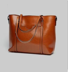Ladies Brown Genuine Leather Handbag