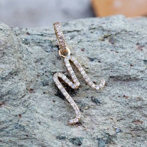 22K Gold Diamond Initial Pendant