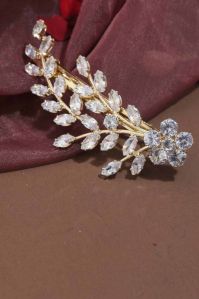 Leaf Shaped American Diamond Hair Clip