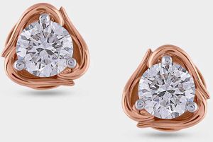 Rose Gold Round Solitaire Diamond Earring