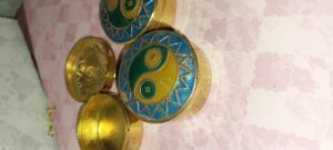Brass Meena Work Antique Vintage Pill Boxes