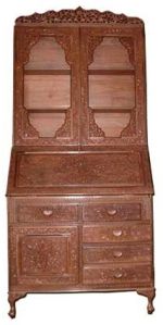Writing Table with Book Case Full Carved