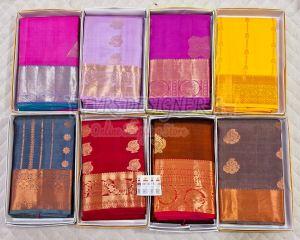 Multicolor Weaving Zari Border Soft Silk Sarees