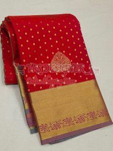 Red Printed Banarasi Silk Saree