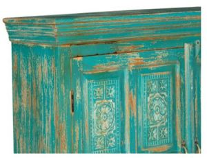 Vibrantly Colored, Distressed Wooden Cabinet