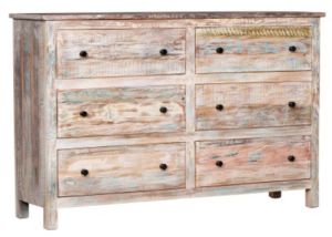 wide rustic wooden chest of drawers