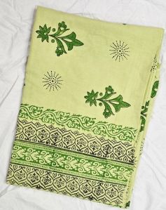 Olive Green Hand Block Printed Poly Cotton Kurta Fabric