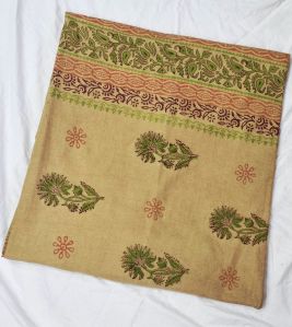 Golden Beige Hand Block Printed Poly Cotton Kurta Fabric