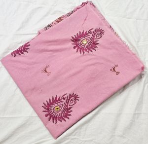 Pink Hand Block Printed Poly Cotton Kurta Fabric