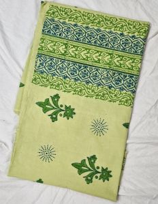 Olive Green Hand Block Printed Poly Cotton Kurta Fabric