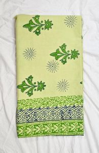 Olive Green Hand Block Printed Poly Cotton Kurta Fabric