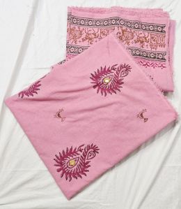 Pink Hand Block Printed Poly Cotton Kurta Fabric