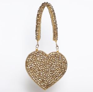 Heart Shape Stone Work Ladies Handbag