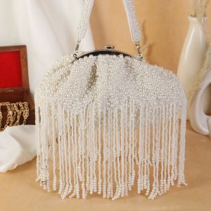 White Pearl Tassel Hand Bag