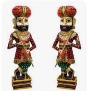 Wooden Hand Painted Darban Statue